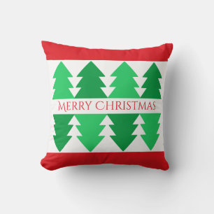 Cojín Decorativo Simple Rojo Diseño de árbol de Navidad verde