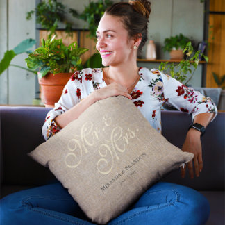 Cojín Decorativo Simple Rústica Rústica Matrimonio de campo de tela