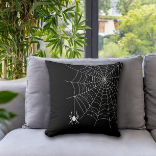 Cojín Decorativo Simple Spider Web Y Spider Black Halloween