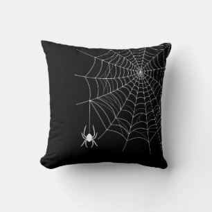 Cojín Decorativo Simple telaraña y araña negra Halloween