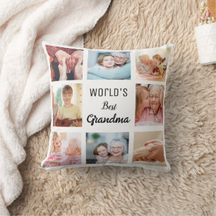 Cojín Decorativo Simple y Chic Fotocollage para Abuela