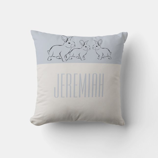 Cojín Decorativo Simplemente Dulce Conejos Azules Personalizados pa (Anverso)