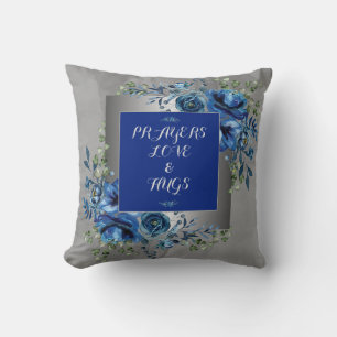 Cojín Decorativo Sinfonía de Pétalo Plateado y Azul