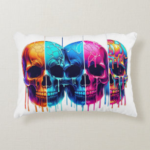 Cojín Decorativo Sinfonía del cráneo colorida: Fantasía de Neon Hal