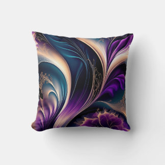 Cojín Decorativo Sinfonía Floral - Deep Purple - Arte Abstracto Dor
