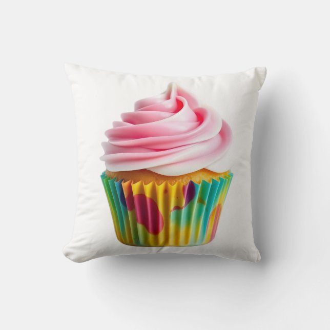 Cojín Decorativo Single Cupcake with Pink and White Frosting (Anverso)