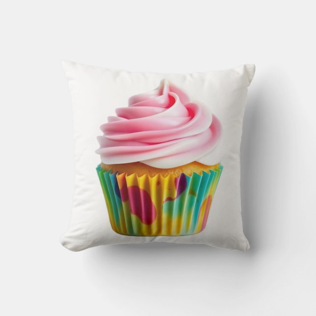 Cojín Decorativo Single Cupcake with Pink and White Frosting (Anverso)