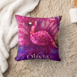 Cojín Decorativo Singular Resumen Flamingo Rosa Personalizado