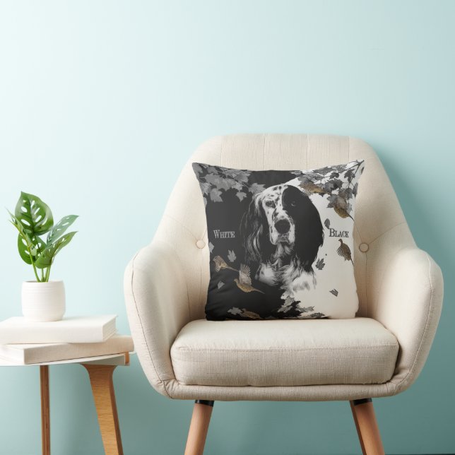 Cojín Decorativo Sintetizador de inglés blanco y negro (Silla)