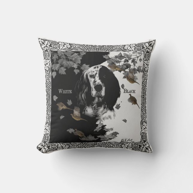 Cojín Decorativo Sintetizador de inglés blanco y negro (Anverso)