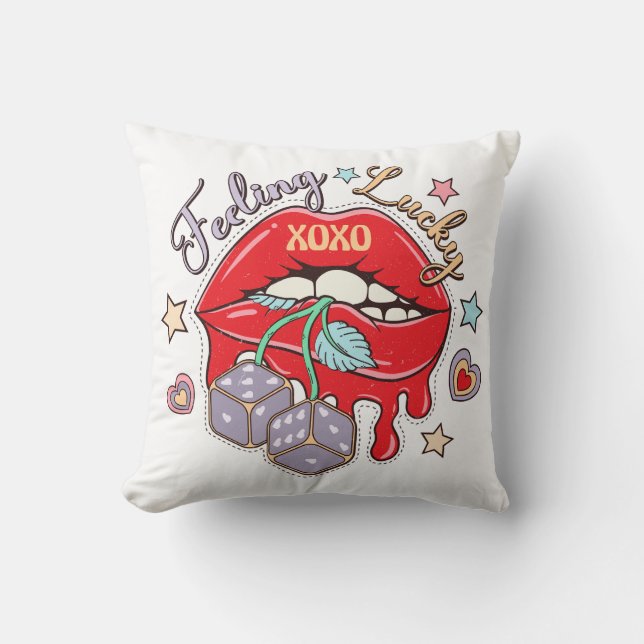 Cojín Decorativo Sintiéndose afortunado (Anverso)