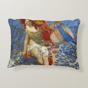 Cojín Decorativo Sirena Acuario Arte Azul Gótico