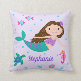 Cojín Decorativo Sirena Bajo El Mar Púrpura Personalizada