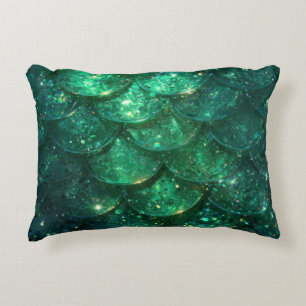 Cojín Decorativo Sirena Brillante Verde Impreso