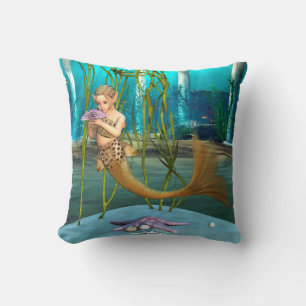 Cojín Decorativo Sirena con Flor de Anémona