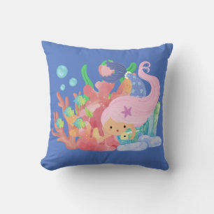 COJÍN DECORATIVO SIRENA DE PELO ROSA