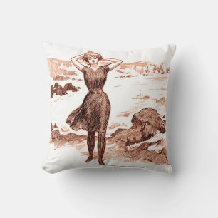 Cojín Decorativo Sirena de playa Gibson Girl vintage Belleza de bañ