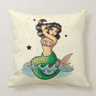 Cojín Decorativo Sirena hermosa de la escuela vieja