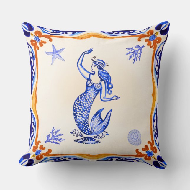 Cojín Decorativo Sirena mediterránea (Anverso)