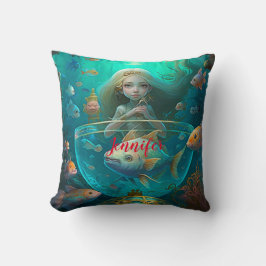 Cojín Decorativo Sirena nadando con personalizado de pescado