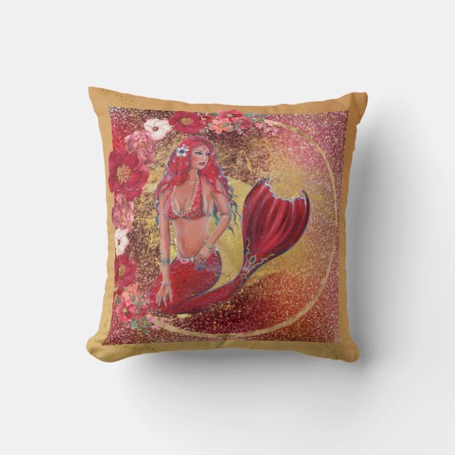 Cojín Decorativo Sirena roja "Vivian" (Anverso)