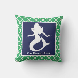 Cojín Decorativo Sirena Turquesa Azul Personalizar Nombre  