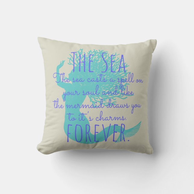 Cojín Decorativo Sirena y costa costera citan a la cabaña náutica (Anverso)