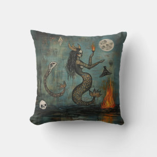 Cojín Decorativo Sirenita Horneada Moon Occult Dark Witchy AI Art