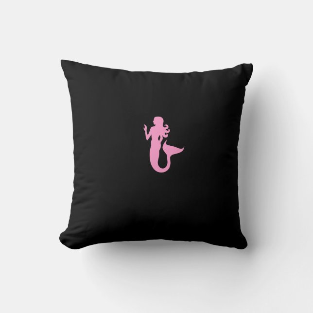 Cojín Decorativo Sirenita rosa sobre negro, negra sobre rosa (Anverso)
