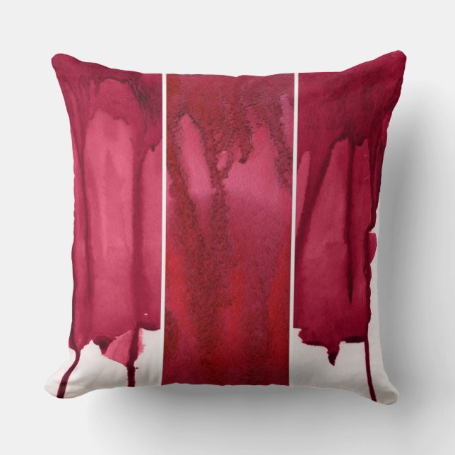 Cojín Decorativo Sistema del extracto rojo de la acuarela pintado a (Anverso)