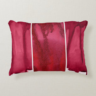 Cojín Decorativo Sistema del extracto rojo de la acuarela pintado a
