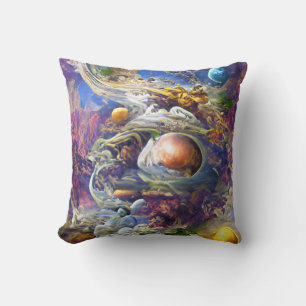 Cojín Decorativo Sistema solar de galaxia púrpura