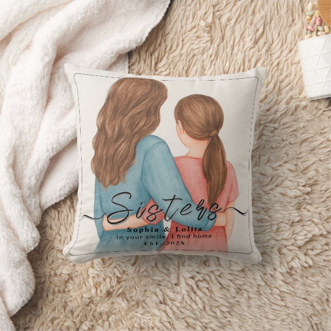 Cojín Decorativo Sisters Forever – Custom Photo Throw Pillow (Manta)
