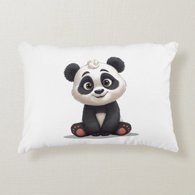 Cojín Decorativo Sitting Panda Bear Cartoon Illustration Artwork (Anverso)