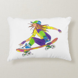 Cojín Decorativo Skateboarder Chica de acentos