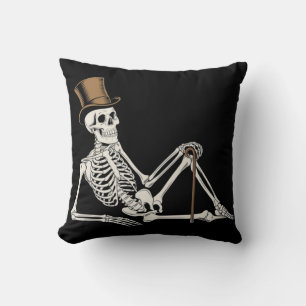 Cojín Decorativo Skeleton arroja los acentos de Halloween en negro