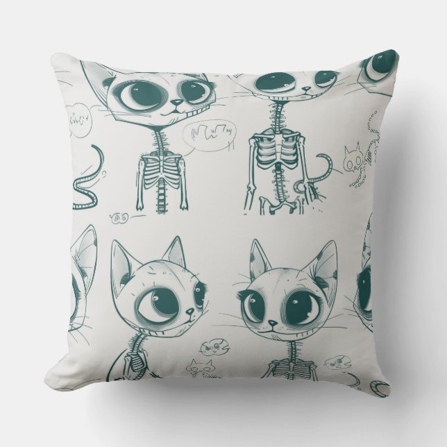 Cojín Decorativo Skeleton Cat Fish Skeleton Bone Leggings (Anverso)