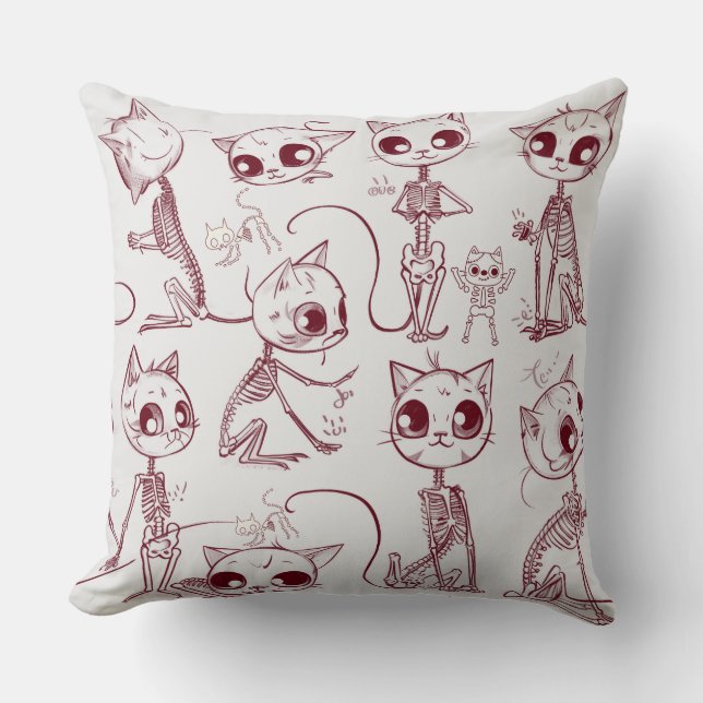 Cojín Decorativo Skeleton Cat Fish Skeleton Bone Leggings (Anverso)