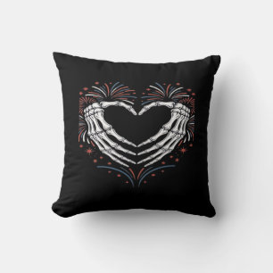 Cojín Decorativo Skeleton Hand Heart 4De Eeuu Patriótico Americano