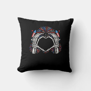 Cojín Decorativo Skeleton Hand Heart Estados Unidos Patriótico Amer