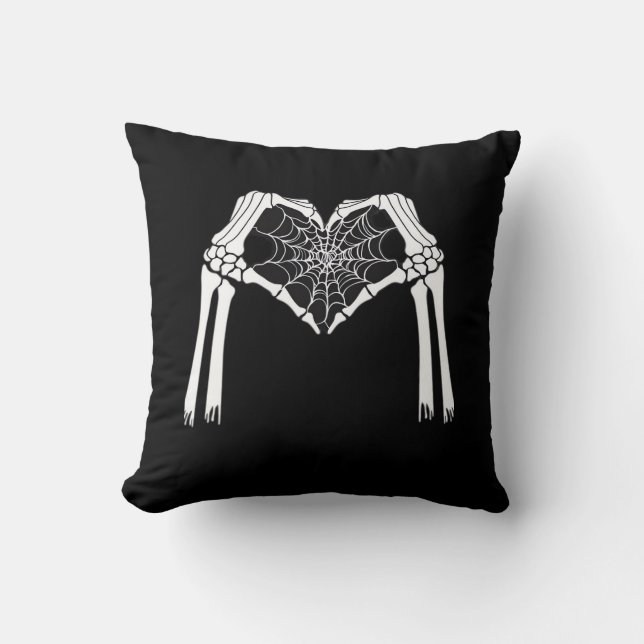 Cojín Decorativo Skeleton Hands Cobweb Heart (Blanco) Classic (Anverso)