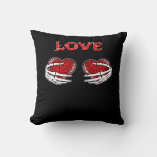 Cojín Decorativo Skeleton Hands Heart Funny Design