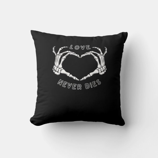 Cojín Decorativo Skeleton Heart Hands Funny y Classic (Anverso)