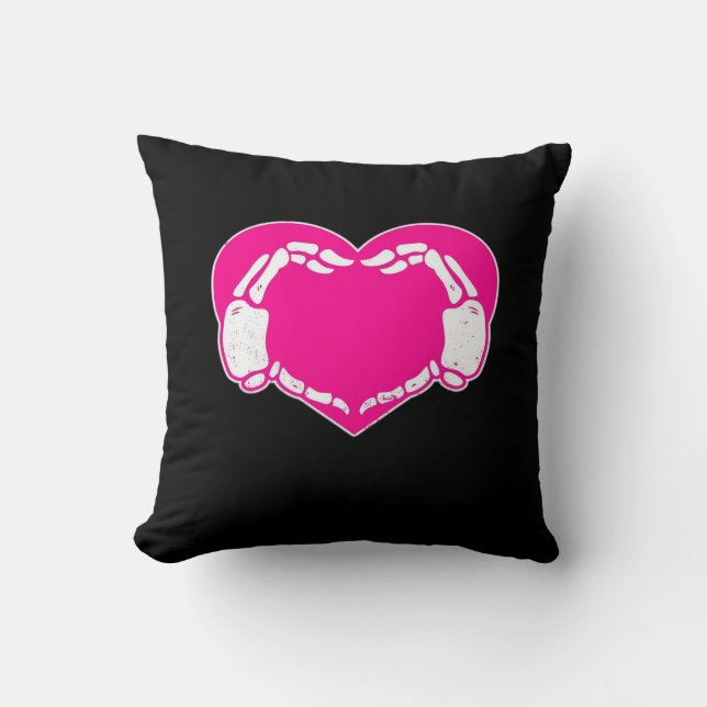 Cojín Decorativo Skeleton Heart Hands Gothic Valentine Classic (Anverso)