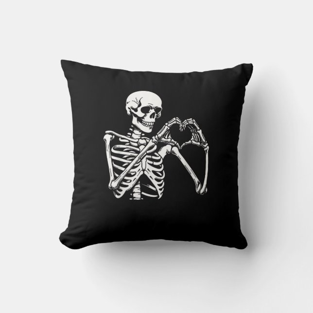 Cojín Decorativo Skeleton Heart Hands Rótulo Halloween Costume Retr (Anverso)