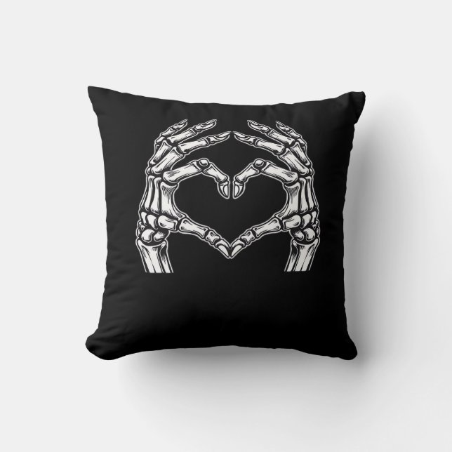 Cojín Decorativo Skeleton Heart Hands Rótulo Halloween Disstume bás (Anverso)