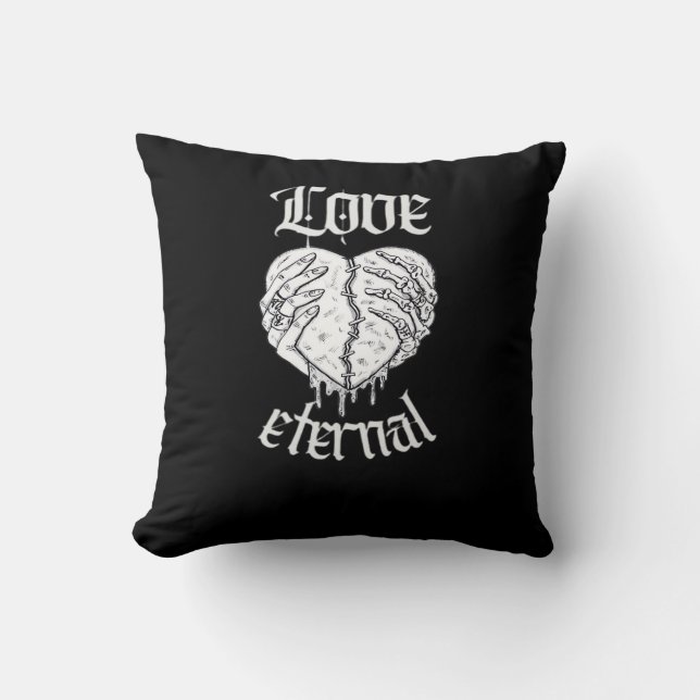 Cojín Decorativo Skeleton Manos Corazón Gótico Clásico (Anverso)