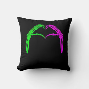 Cojín Decorativo Skeleton manos Rótulo de corazón retro disfraz de 