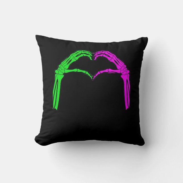Cojín Decorativo Skeleton manos Rótulo de corazón retro disfraz de  (Anverso)