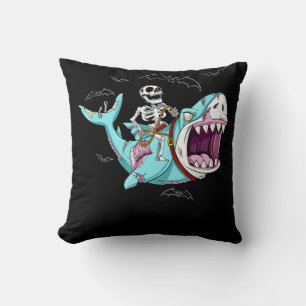 Cojín Decorativo Skeleton Riding Zombie Shark Gracioso regalo de Ha